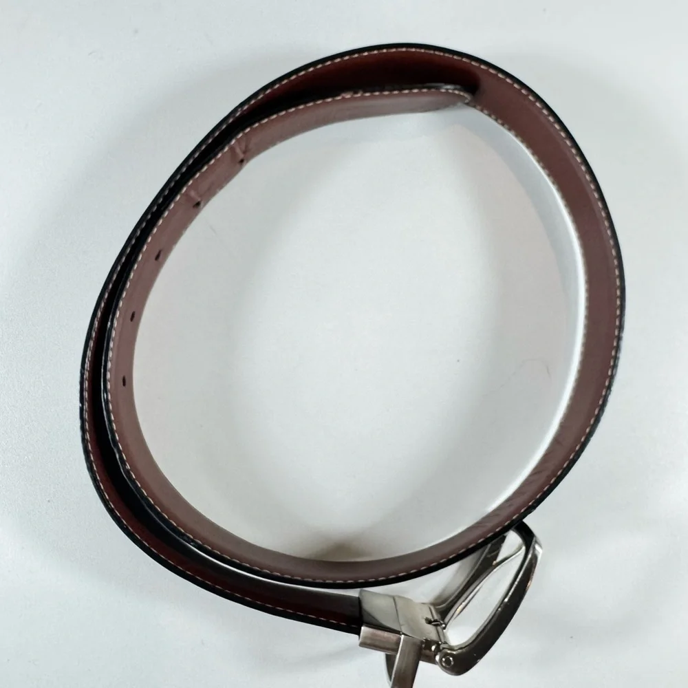 AG Adriano Goldschmied Leather Reversible Belt with Silver Buckle